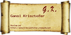 Gansl Krisztofer névjegykártya
